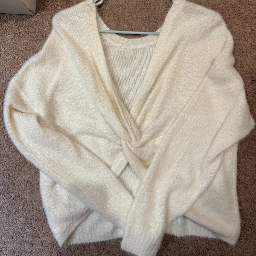 White Cross Reversible Abercrombie and Fitch Sweater